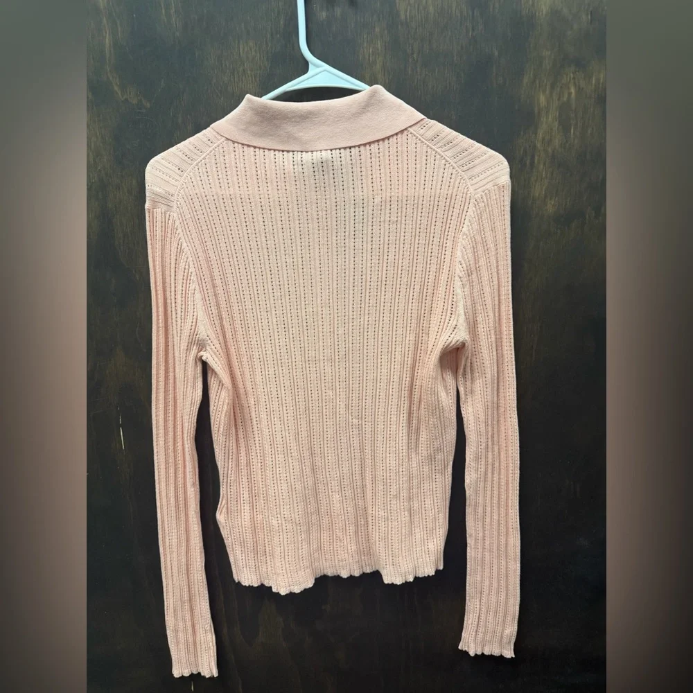 J Crew Size L Ribbed‎ tulle-trim sweater-tee in premium ultra-fine cotton